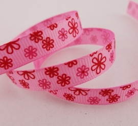 10.06 Roze lint met roze en rode bloemen