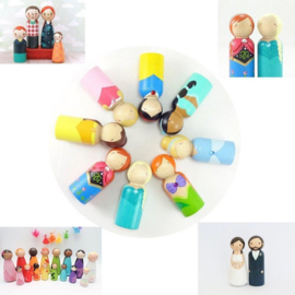 04. Houten poppetjes / Peg dolls 40 mm.