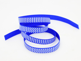 10.05 Blauw lint met wit gekartelde opdruk