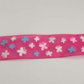 10.12 Roze organza met gekleurde vlinders