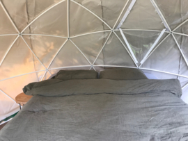 dome igloo tent, sleeping at a city camp site centre Schiedam