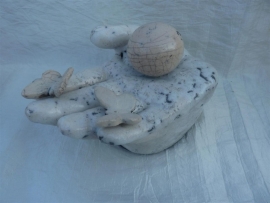 Raku bol en vlinders in hand 7