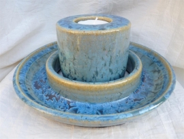 Duo waxine brander met schaal blauw. 4