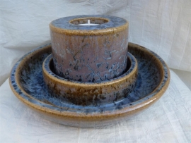 Duo waxine brander met schaal blauw. 2