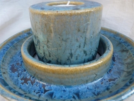 Duo waxine brander met schaal blauw. 4