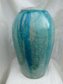 Urn raku turquoise / zwart. U 138