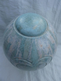 Duo urn pastel blauw/ groen met 2 harten. DU 3