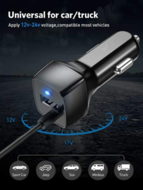 Autolader Micro USD met extra USB poort