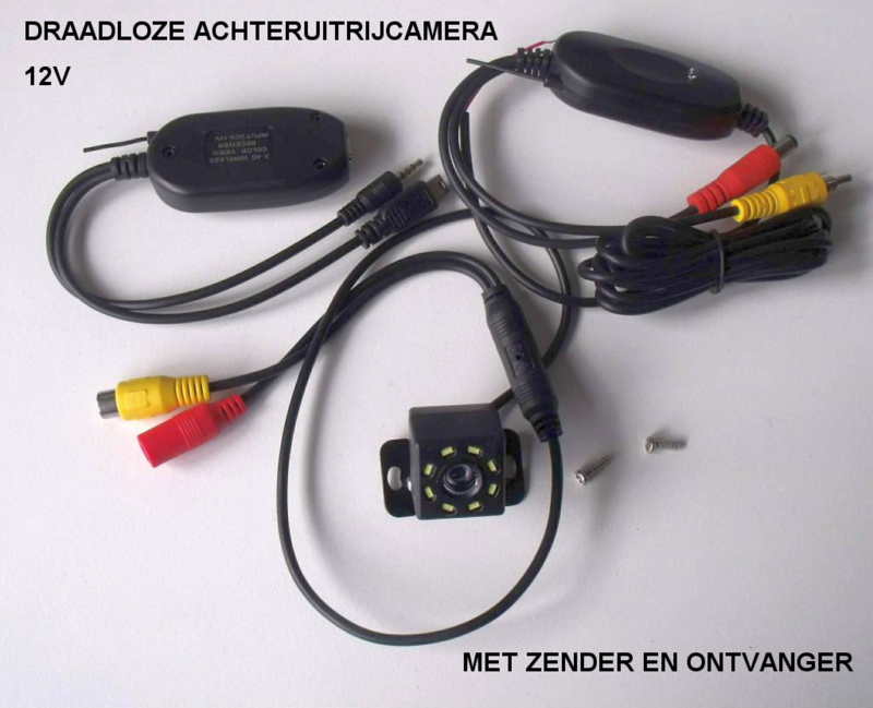 Draadloze Zender en Ontvanger (12V) incl. Camera voor op Navigatie | Achteruitrijcamera Kabels | De Kievit
