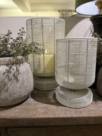 Leuke beige metalen windlichten - 2 maten