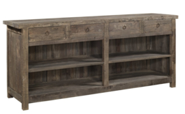 Heel stoer open dressoir "Jens" vergrijsd hout