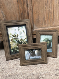 Fotolijstje verweerd hout- 3 maten