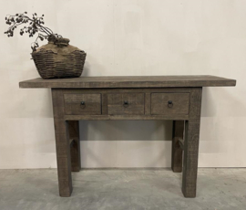 Stoere sidetable oud hout met 3 lades "Jens"