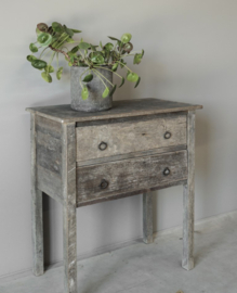 Stoere sidetable "Raf" van oud doorleefd hout - 2 lades