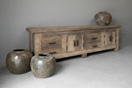 Stoer tvmeubel "Levv"  van oud robuust hout 220 cm