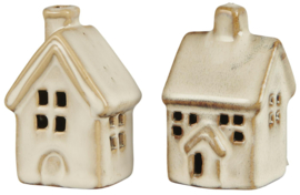Schattige stenen huisjes beige - set van 2 stuks