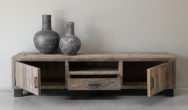 Stoer tvmeubel "Levv" van oud robuust hout 200 cm