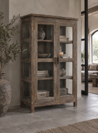 Leuk kastje met glas van oud hout "Jens"