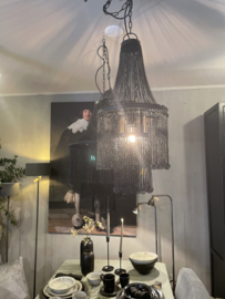 Stoere zware hanglamp zwart ketting- 45 cm