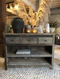 Stoere sidetable "Jens"  met 3 lades en dubbele onderplank