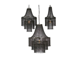 Stoere zware hanglamp zwart ketting- 60 cm