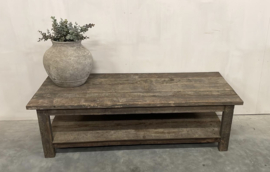 Stoere salontafel oud hout met onderplank 150 x 60 cm