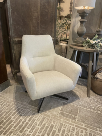 Mooie landelijk stoere industriële fauteuil met draaipoot zwart "Mick"