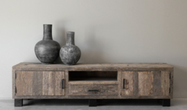 Stoer tvmeubel "Levv" van oud robuust hout 200 cm
