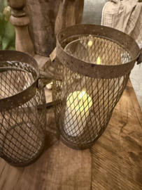 Metalen windlicht roest  - 2 maten