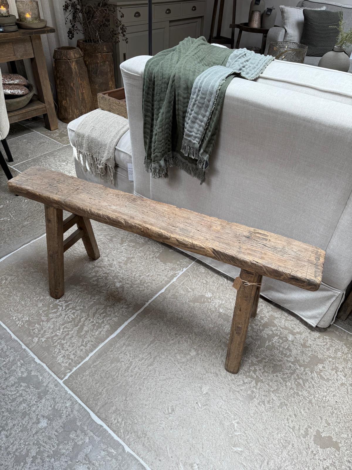 Stoer uniek bankje oud hout