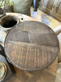 Stoere etagere 3 laags oud hout met staal