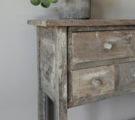 Stoere sidetable "Raf" van oud doorleefd hout - 5 lades