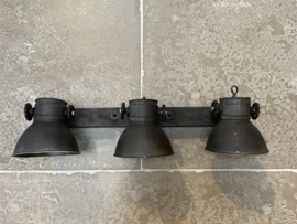 Stoere plafond / wandlamp in oud zwart 3 spot
