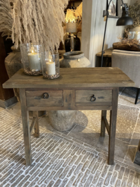 Stoere sidetable "Reno" grey met  2 lades