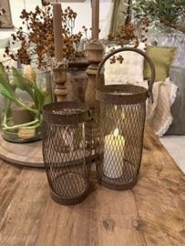 Metalen windlicht roest  - 2 maten