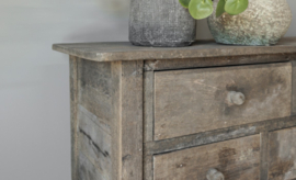 Stoere sidetable "Raf" van oud doorleefd hout - 7 lades