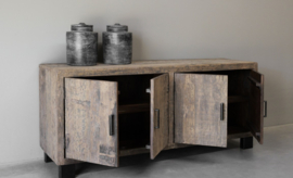 Stoer tvmeubel/dressoir "Levv" van oud robuust hout 160 cm