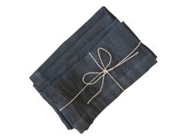 Prachtige set van 4 linnen servetten zwart