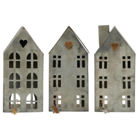 Leuke metalen huisjes - set van 3 stuks