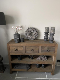 Stoere sidetable "Reno" 120 cm met 3 lades hoog grey