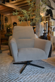 Mooie landelijk stoere industriële fauteuil met draaipoot zwart "Mick"