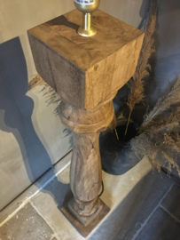 Mooie massief houten vierkante vloerlamp bruin hout XL