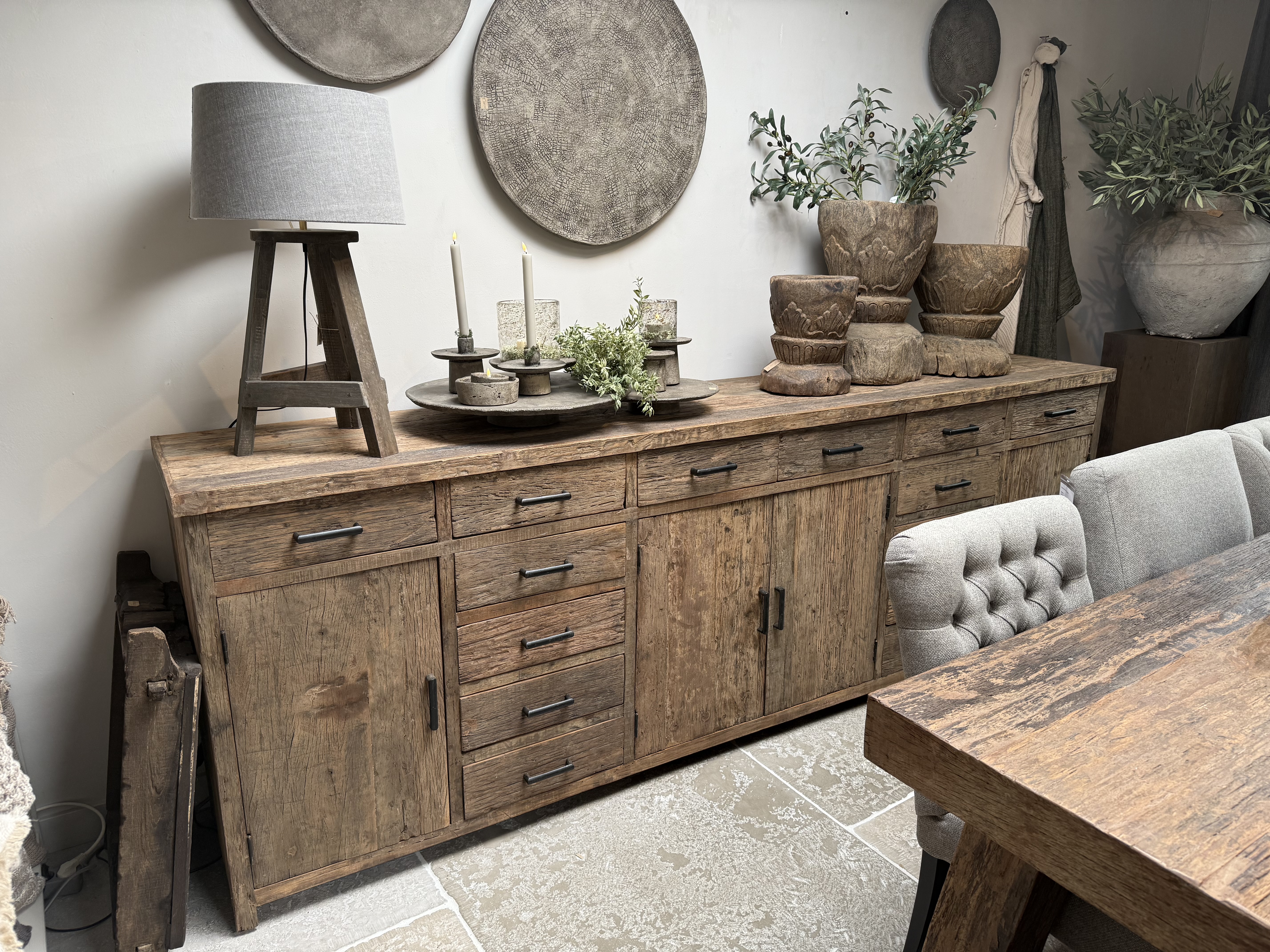 Stoer dressoir "Levv" van oud hout XXL 275 cm