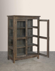 Leuk kastje met glas van oud hout "Jens"