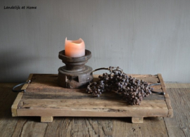 Stoer houten dienblad met handvaten oud hout -3 maten