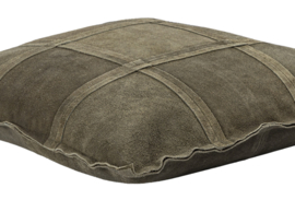 Stoer    kussen suede olijfgroen 45x45 -PTMD-