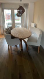 Stoere ovale eettafel "Reno" van oud hout naturel