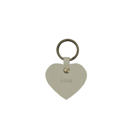 Leuke leren sleutelhanger hart taupe