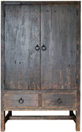 Stoere kast "Reno" 2-deurs old black