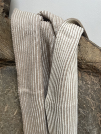 Handdoek zand/wit gestreept  40x60